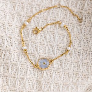 Custom Forgetmenot Pearl Bracelet Forget Me Not Women