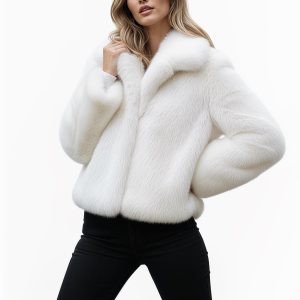 Snow White Faux Fur Jacket: Short Plush Vegan